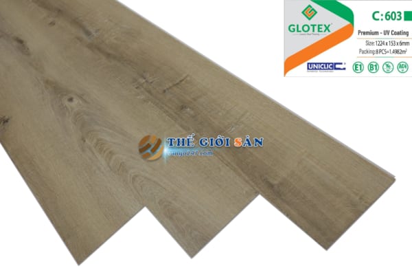 Sàn nhựa hèm khóa Glotex 6mm - C603 - Sàn gỗ 247