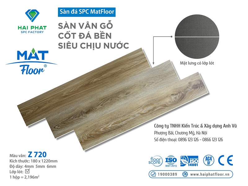 Sàn Nhựa Mat Floor 4mm - Z720 - Sàn gỗ 247 phân phối sàn nhựa